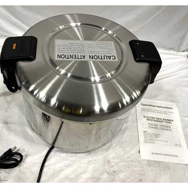 Scratch and Dent Zojirushi THA-603SA 66 Cup (Cooked) Stainless Steel Electric Rice Warmer with Removable Pot - 120V, 77W