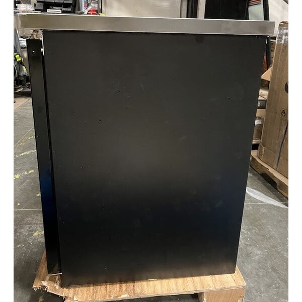 Scratch and Dent Avantco UBB-4G-HC 90" Black Counter Height Glass Door Back Bar Refrigerator with LED Lighting