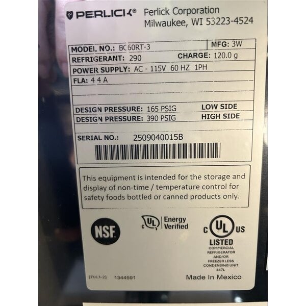 Scratch and Dent Perlick BC60RT-BS-STK 60" Black Horizontal Flat Top Bottle Cooler