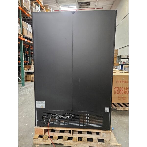 Scratch and Dent Avantco GDC-49-HC 53" Black Swing Glass Door Merchandiser Refrigerator with LED Lighting