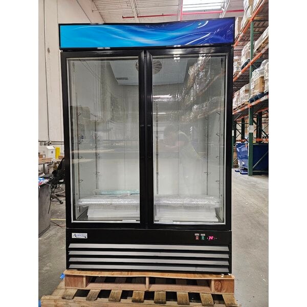Scratch and Dent Avantco GDC-49-HC 53" Black Swing Glass Door Merchandiser Refrigerator with LED Lighting