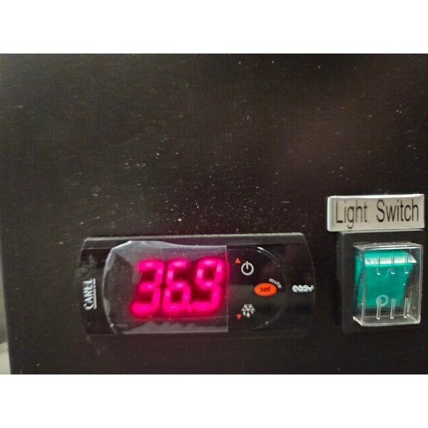 Scratch and Dent Avantco UBB-48G-HC 48" Black Counter Height Narrow Glass Door Back Bar Refrigerator with LED Lighting