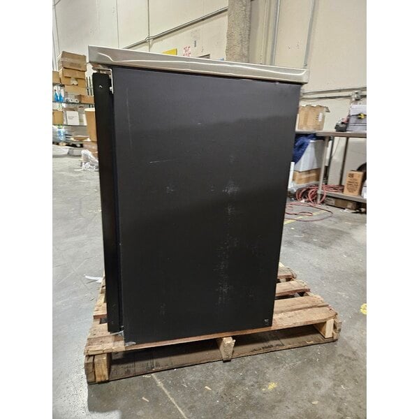 Scratch and Dent Avantco UBB-48G-HC 48" Black Counter Height Narrow Glass Door Back Bar Refrigerator with LED Lighting