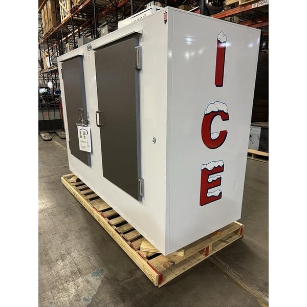 Scratch and Dent Leer 100AS-R290 94" Outdoor Auto Defrost Ice Merchandiser with Straight Front and Galvanized Steel Doors