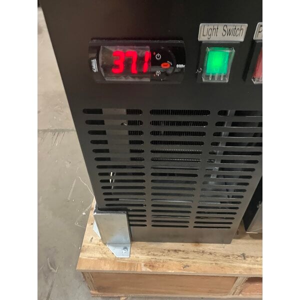 Scratch and Dent Avantco UBB-2G-HC 59" Black Counter Height Glass Door Back Bar Refrigerator with LED Lighting