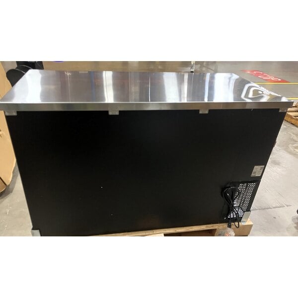 Scratch and Dent Avantco UBB-2G-HC 59" Black Counter Height Glass Door Back Bar Refrigerator with LED Lighting