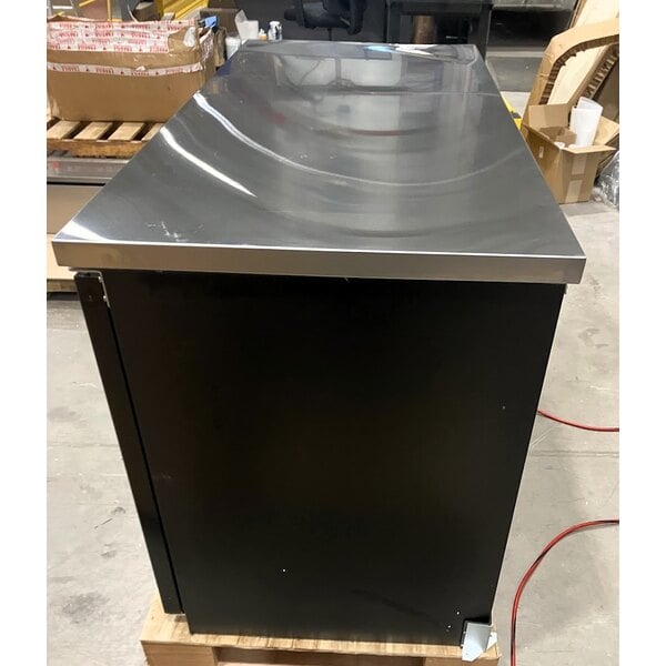 Scratch and Dent Avantco UBB-2G-HC 59" Black Counter Height Glass Door Back Bar Refrigerator with LED Lighting