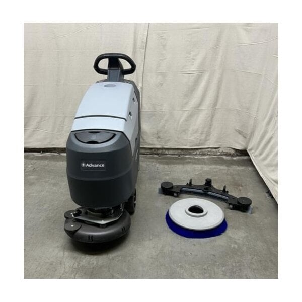 Scratch and Dent Advance SC401 17B 56385361 17" Walk Behind Small Floor Scrubber with (2) 98 Ah Gel Batteries, Charger, and Brush - 7.9 Gallon