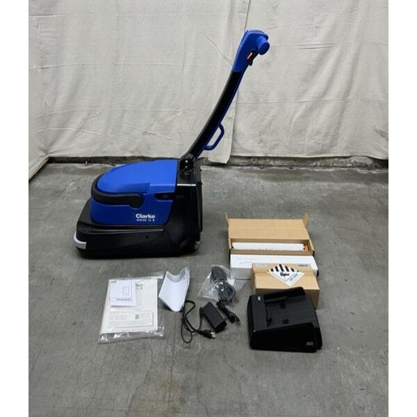 Scratch and Dent Clarke MA30 13B 14" Cordless Walk Behind Cylindrical Floor Scrubber with Fast Charger - 1.6 Gallon