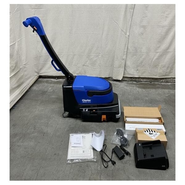 Scratch and Dent Clarke MA30 13B 14" Cordless Walk Behind Cylindrical Floor Scrubber with Fast Charger - 1.6 Gallon