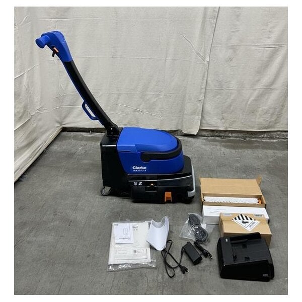 Scratch and Dent Clarke MA30 13B 14" Cordless Walk Behind Cylindrical Floor Scrubber with Fast Charger - 1.6 Gallon
