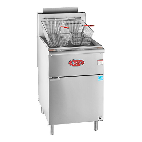 Scratch and Dent Avantco F5-ES-P 65-70 lb. Liquid Propane Stainless Steel Floor Fryer - 100,000 BTU