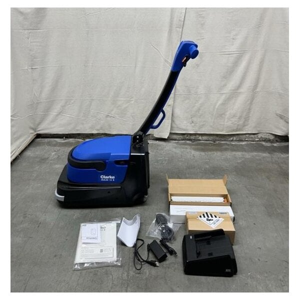 Scratch and Dent Clarke MA30 13B 14" Cordless Walk Behind Cylindrical Floor Scrubber with Fast Charger - 1.6 Gallon