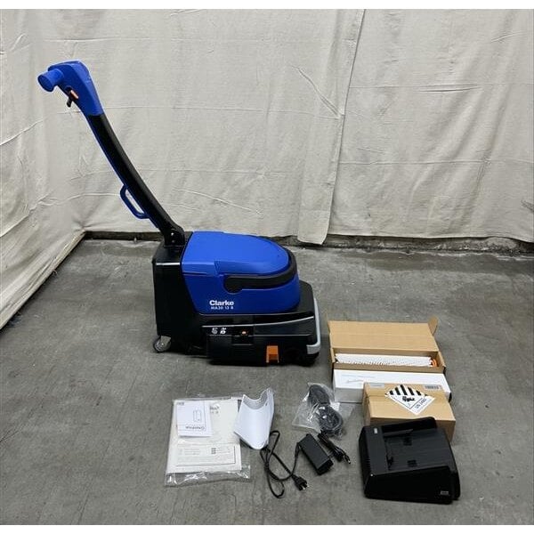 Scratch and Dent Clarke MA30 13B 14" Cordless Walk Behind Cylindrical Floor Scrubber with Fast Charger - 1.6 Gallon