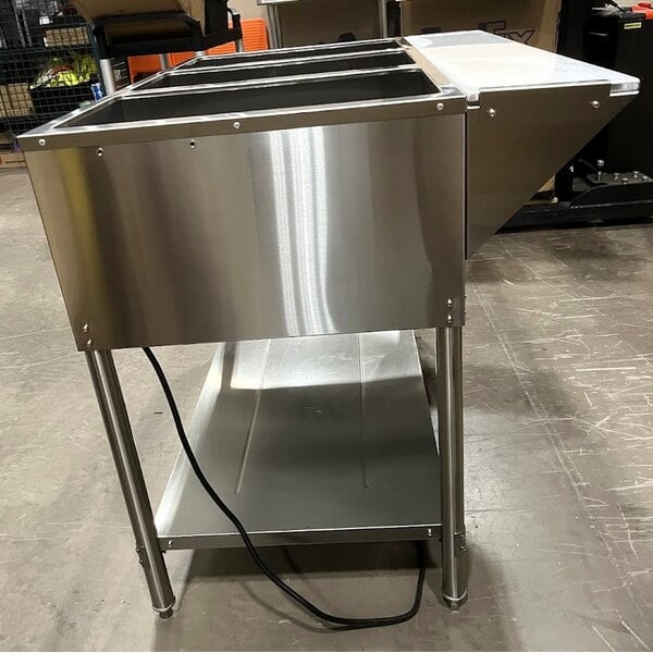 Scratch and Dent Avantco STE-3S Three Pan Open Well Electric Steam Table with Undershelf - 120V, 1500W