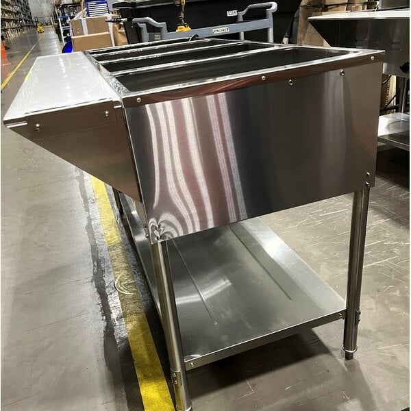 Scratch and Dent Avantco STE-4SA Four Pan Open Well Electric Steam Table with Undershelf - 120V, 2000W