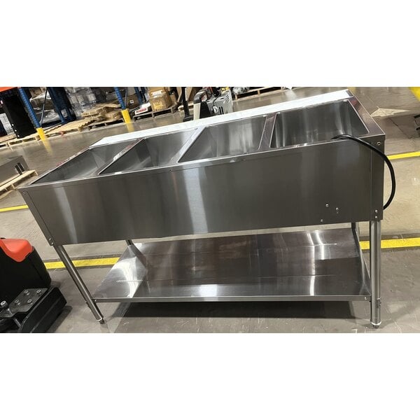 Scratch and Dent Avantco STE-4SA Four Pan Open Well Electric Steam Table with Undershelf - 120V, 2000W