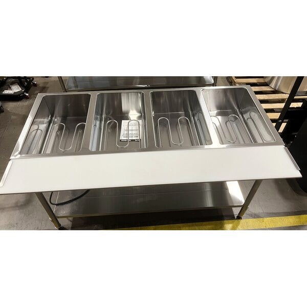 Scratch and Dent Avantco STE-4SA Four Pan Open Well Electric Steam Table with Undershelf - 120V, 2000W