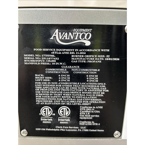Scratch and Dent Avantco FF50 Liquid Propane 50 lb. Stainless Steel Floor Fryer - 120,000 BTU
