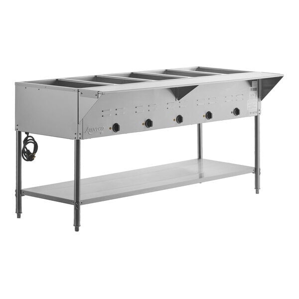 Scratch and Dent Avantco STE-5S Five Pan Open Well Electric Steam Table with Undershelf - 208/240V, 3750W