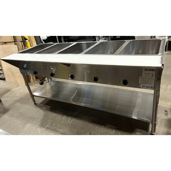 Scratch and Dent Avantco STE-5S Five Pan Open Well Electric Steam Table with Undershelf - 208/240V, 3750W