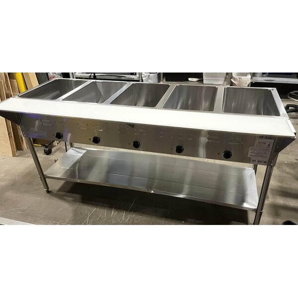 Scratch and Dent Avantco STE-5S Five Pan Open Well Electric Steam Table with Undershelf - 208/240V, 3750W