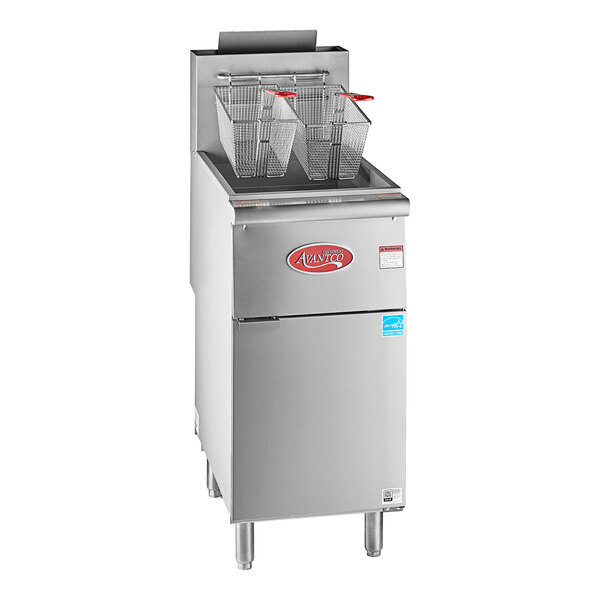 Scratch and Dent Avantco F3-ES-P 35-40 lb. Liquid Propane Stainless Steel Floor Fryer - 70,000 BTU