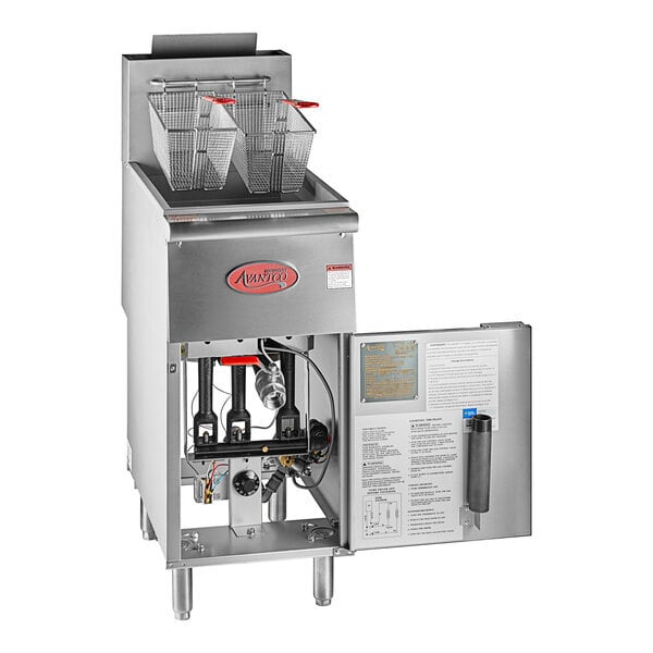 Scratch and Dent Avantco F3-ES-P 35-40 lb. Liquid Propane Stainless Steel Floor Fryer - 70,000 BTU
