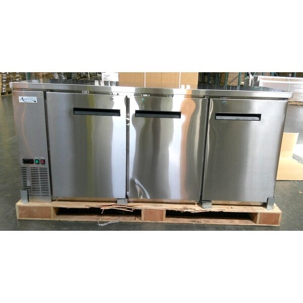 Scratch and Dent Avantco UBB-378-HC-S 79" Stainless Steel Counter Height Solid Door Back Bar Refrigerator with LED Lighting