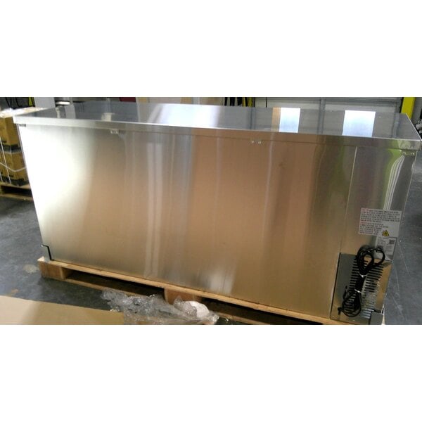 Scratch and Dent Avantco UBB-378-HC-S 79" Stainless Steel Counter Height Solid Door Back Bar Refrigerator with LED Lighting