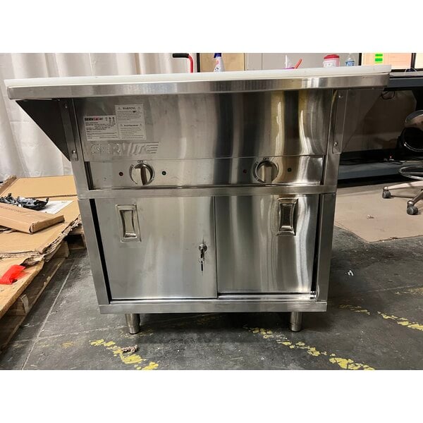 Scratch and Dent ServIt Two Pan Open Well Electric Steam Table with Fully Enclosed Base - 120V, 1,000W
