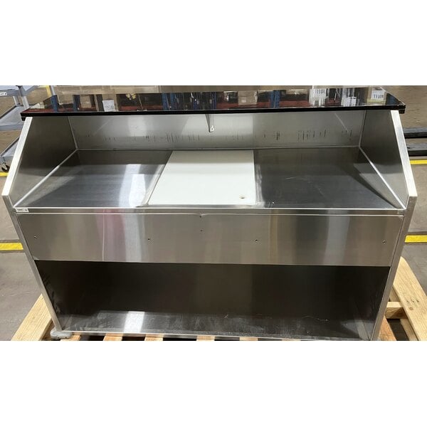 Scratch and Dent Regency 63" Basic Stainless Steel Portable Bar with Two Removable Speed Rails and Ice Bin