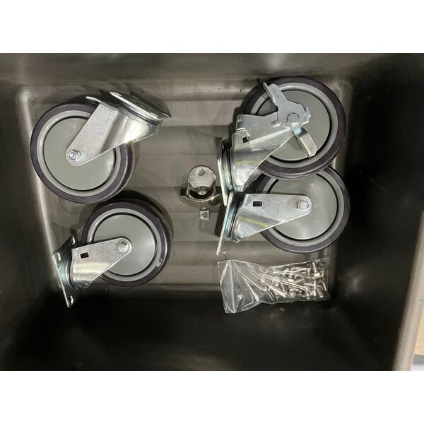 Scratch and Dent Regency 63" Basic Stainless Steel Portable Bar with Two Removable Speed Rails and Ice Bin