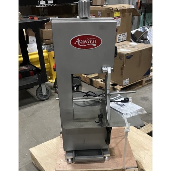 Scratch and Dent Avantco EMBS65SS 65" Blade Stainless Steel Countertop Vertical Band Meat Saw - 1 hp, 120V