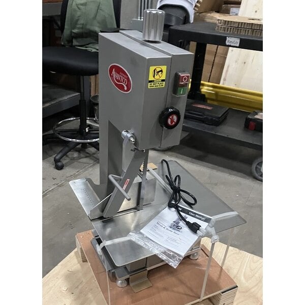 Scratch and Dent Avantco EMBS65SS 65" Blade Stainless Steel Countertop Vertical Band Meat Saw - 1 hp, 120V