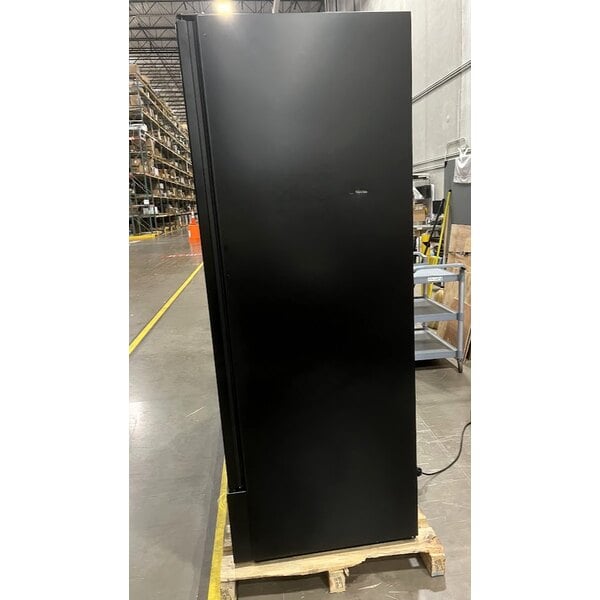 Scratch and Dent True FLM-81~TSL01 80 3/4" Black Refrigerated Glass Door Merchandiser with LED Lighting and Full Length Doors