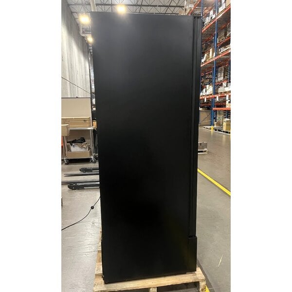 Scratch and Dent True FLM-81~TSL01 80 3/4" Black Refrigerated Glass Door Merchandiser with LED Lighting and Full Length Doors