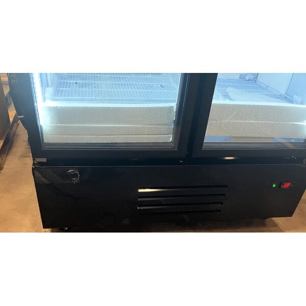 Scratch and Dent MainStreet Equipment GMC-49 52 3/4" Black Swing Glass Door Merchandiser Refrigerator - 120V