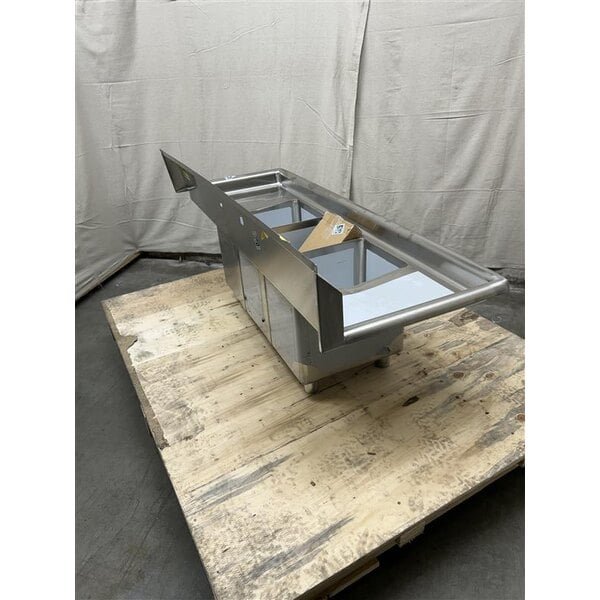 Scratch and Dent Steelton 54" Three Compartment Commercial Sink with Two 12" Drainboards