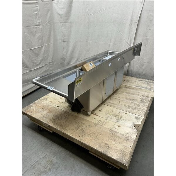 Scratch and Dent Steelton 54" Three Compartment Commercial Sink with Two 12" Drainboards