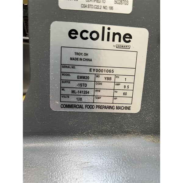 Scratch and Dent Ecoline by Hobart EMM20-1STD 20 Qt. Planetary Stand Mixer with Guard & Standard Accessories - 120V, 1 HP