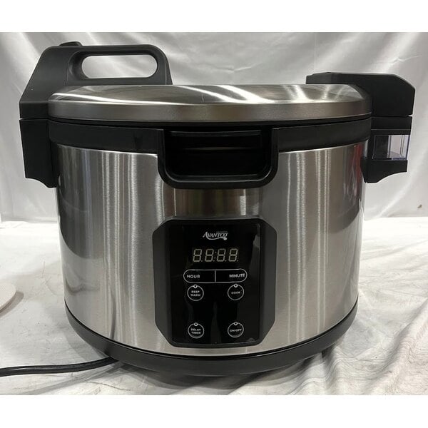 Scratch and Dent Avantco RCSB90 90 Cup (45 Cup Raw) Digital Electric Rice Cooker / Warmer with Hinged Lid - 240V, 2,500W