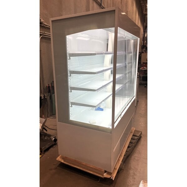 Scratch and Dent Avantco VOA-60-W 59 1/8" White Extra Deep Vertical Open Air Merchandiser with LED Lighting - 115V