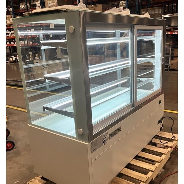 Scratch and Dent Avantco BCFD-60 59 1/8" White Square Dry Bakery Display Case with LED Lighting