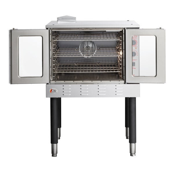 Scratch and Dent Cooking Performance Group FGC-100-DDN Deep Depth Single Deck Full Size Natural Gas Convection Oven with Legs - 60,000 BTU