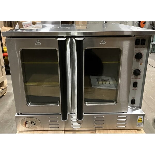 Scratch and Dent Cooking Performance Group FGC-100-DDN Deep Depth Single Deck Full Size Natural Gas Convection Oven with Legs - 60,000 BTU