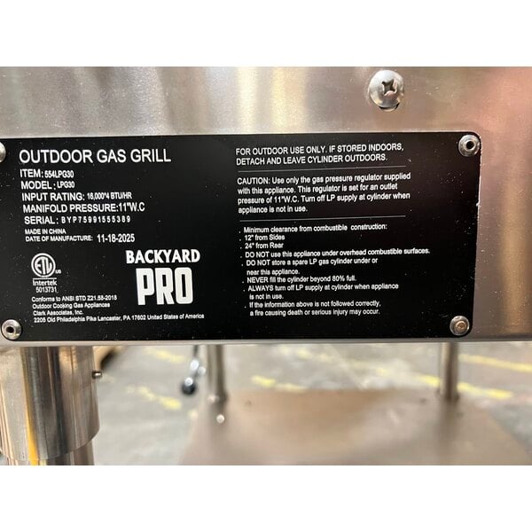 Scratch and Dent Backyard Pro LPG30 30" Stainless Steel Liquid Propane Outdoor Grill with Griddle