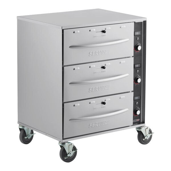 Scratch and Dent ServIt Mobile Triple Freestanding Drawer Warmer - 1350W, 120V
