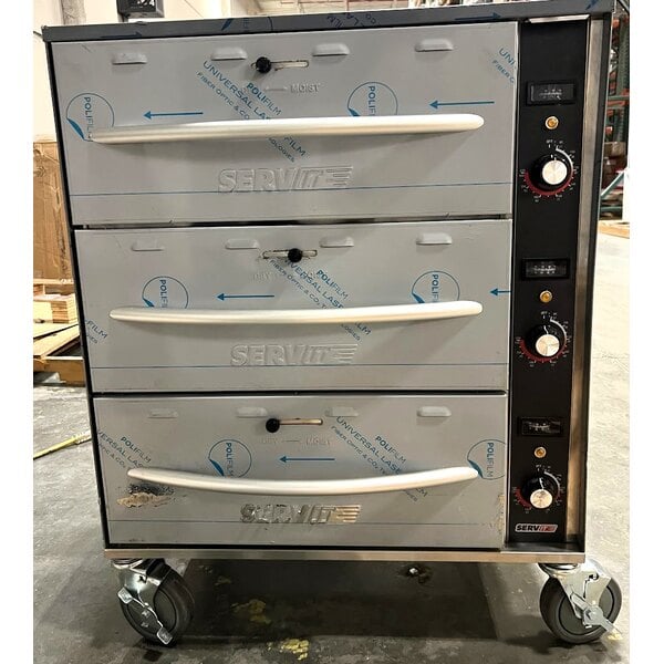 Scratch and Dent ServIt Mobile Triple Freestanding Drawer Warmer - 1350W, 120V