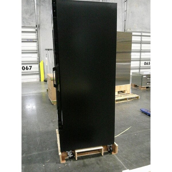 Scratch and Dent Avantco GDC-23-HC 28 3/8" Black Left-Hinged Swing Glass Door Merchandiser Refrigerator with LED Lighting